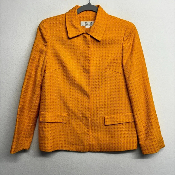 Dona Keii Marigold Yellow Orange Textured Blazer jacket M? - Picture 1 of 7